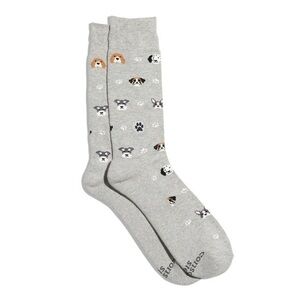 Conscious Step Gray Dog Print Socks small unisex